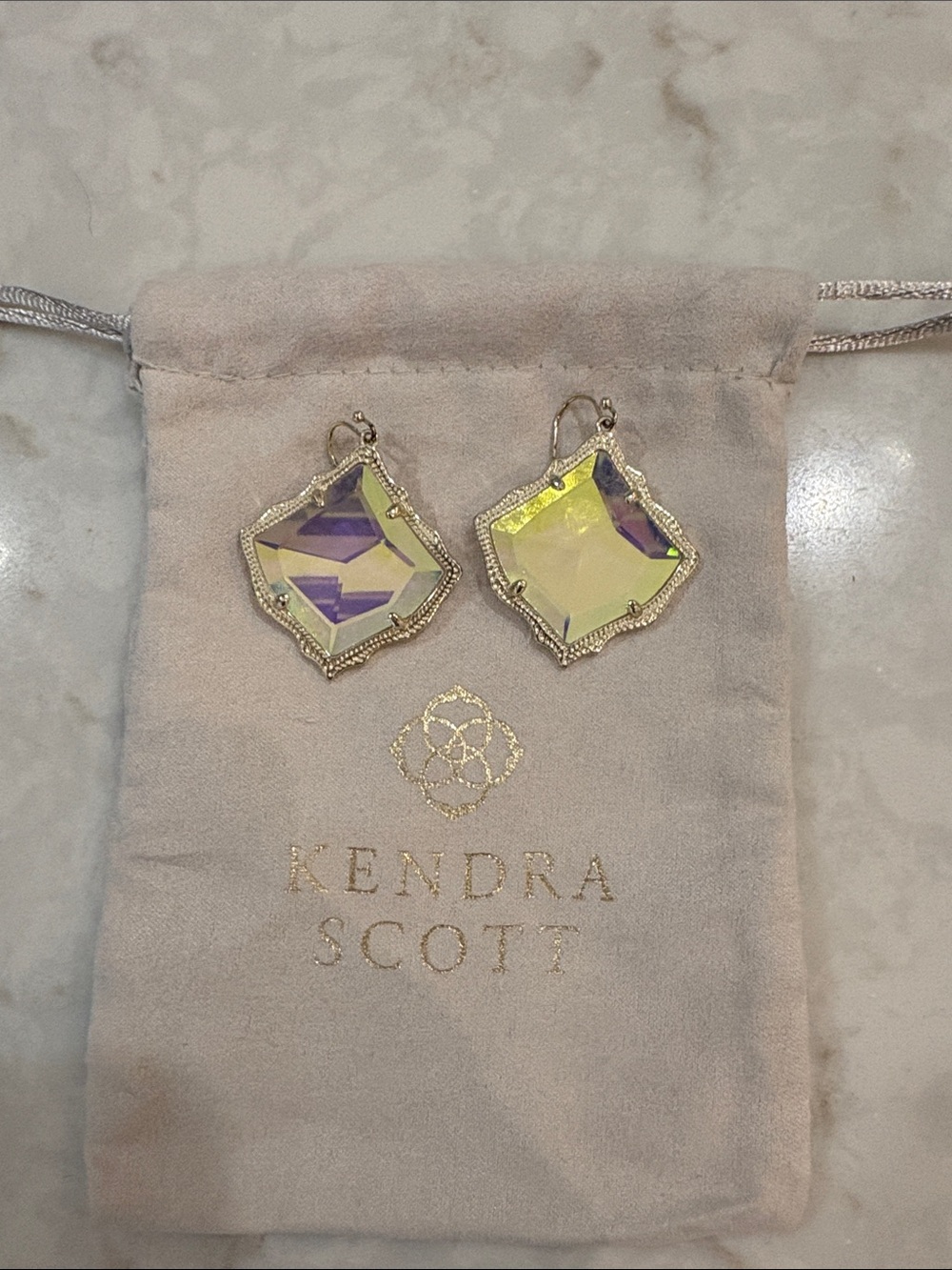 Kendra Scott Iridescent Yellow-Purple Danielle Drop Earrings